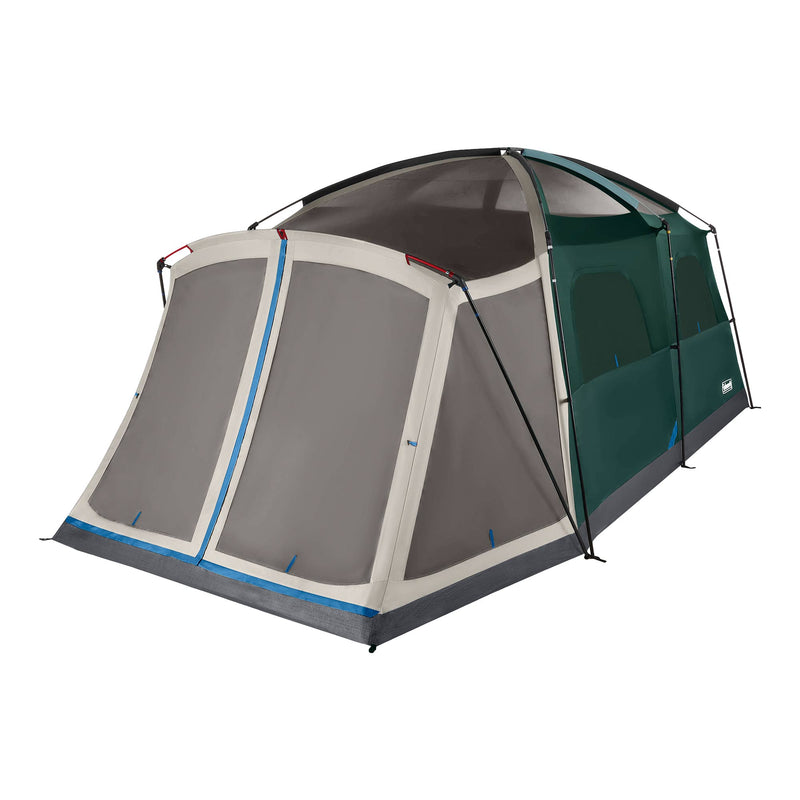 Coleman Skylodge 12 Person Weatherproof Camping Tent with Screen Room, Evergreen