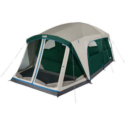 Coleman Skylodge 12 Person Weatherproof Camping Tent with Screen Room, Evergreen