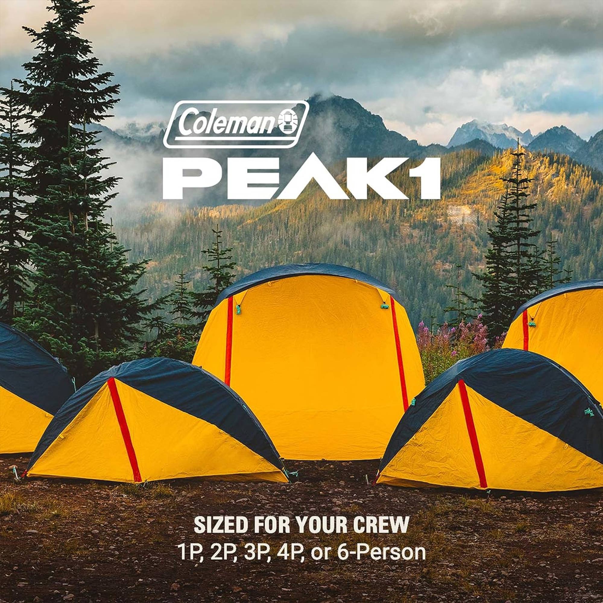 Coleman PEAK1 Premium 3 Person Backpacking Tent w/Waterproof Fabric & Wide Door
