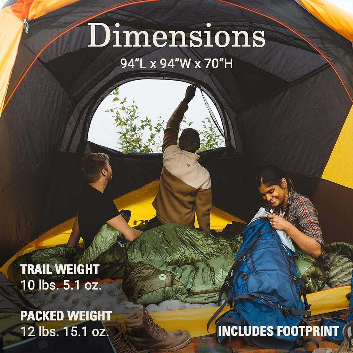 Coleman PEAK1 Premium 4 Person Backpacking Tent w/Waterproof Fabric & Wide Door