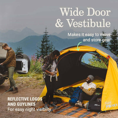 Coleman PEAK1 Premium 4 Person Backpacking Tent w/Waterproof Fabric & Wide Door
