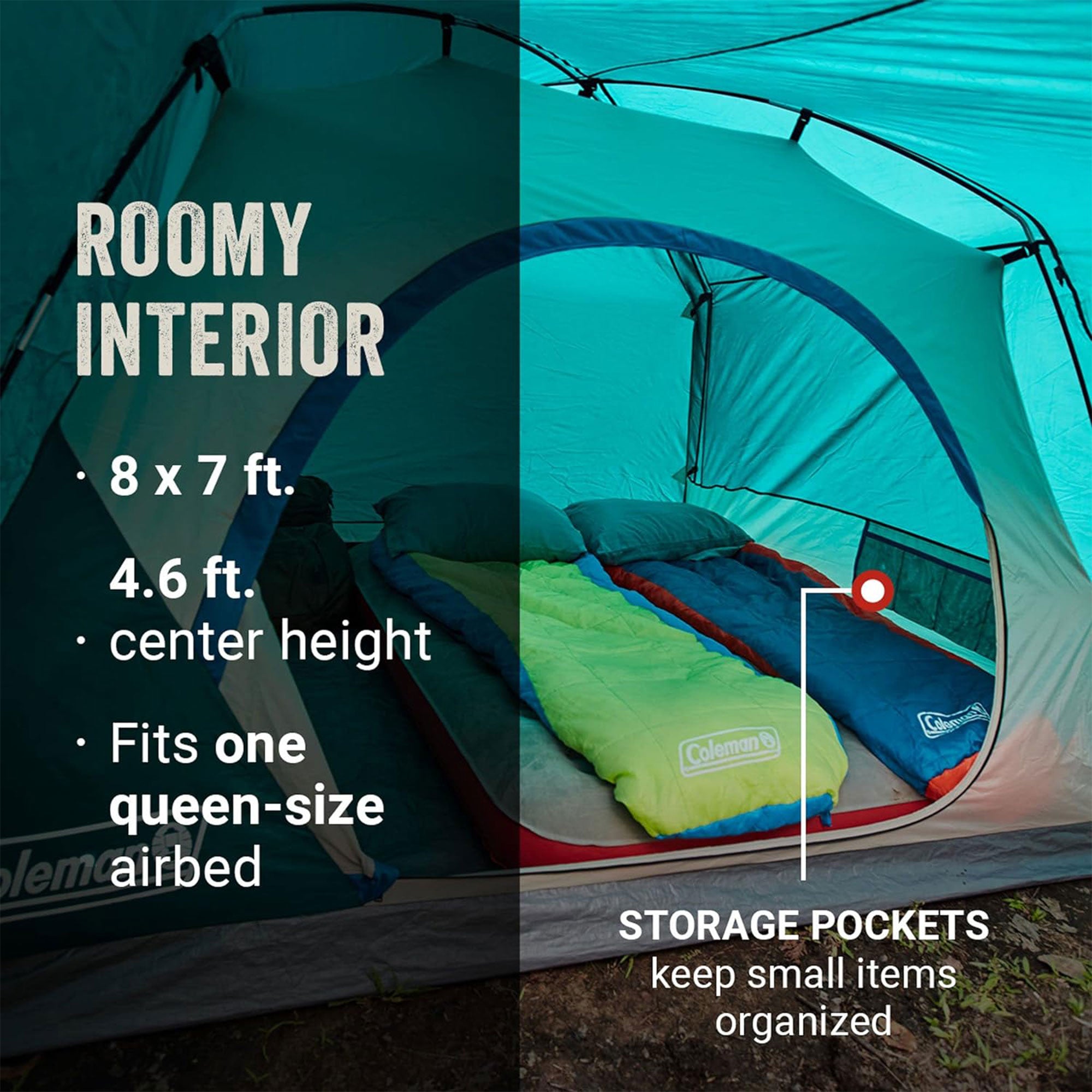 Coleman Skydome 4 Person Tent w/Full Fly Vestibule & Bag, Evergreen (Open Box) - VMInnovations