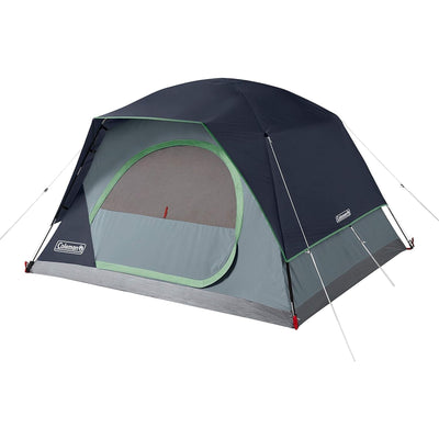 Coleman Skydome 4 Person Camping Tent with Mesh Pockets and Bag, Blue Nights