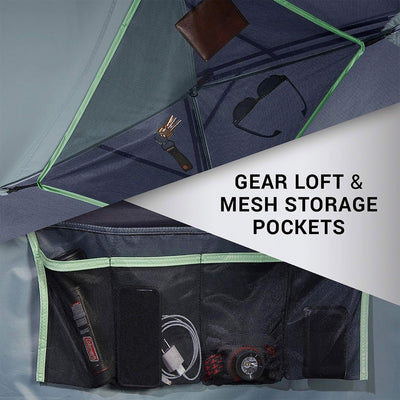 Coleman Skydome 4 Person Camping Tent with Mesh Pockets and Bag, Blue Nights