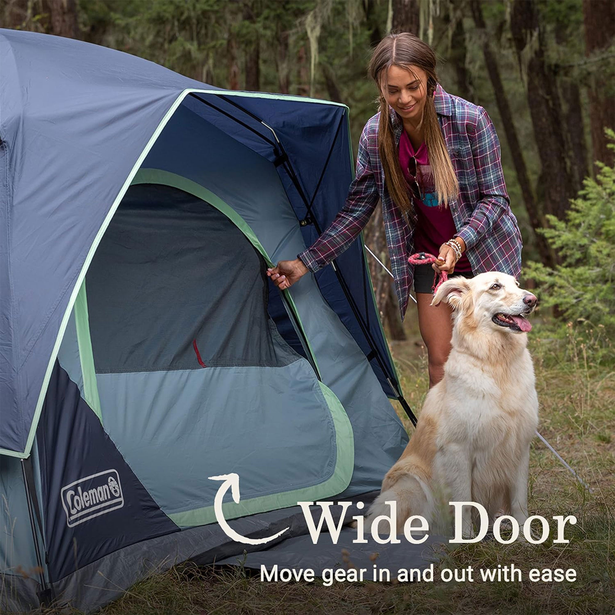Coleman Skydome 4 Person Camping Tent with Mesh Pockets and Bag, Watersedge