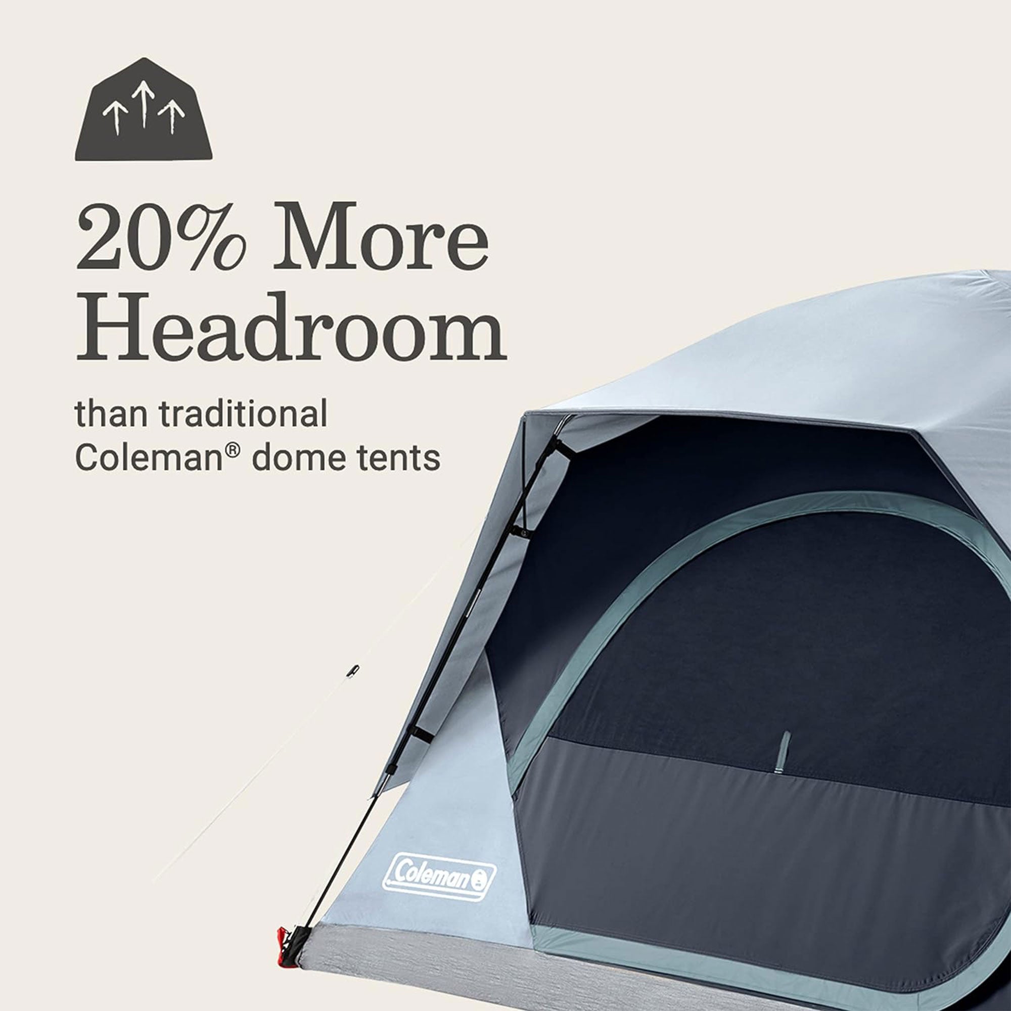 Coleman Skydome 4 Person Camping Tent with Mesh Pockets and Bag, Watersedge