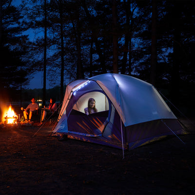 Coleman Skydome 4 Person Camping Tent with Mesh Pockets and Bag, Watersedge