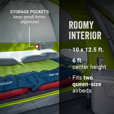 Coleman Skydome 6 Person Camping Tent with Screen Room and Carry Bag, Rock Gray