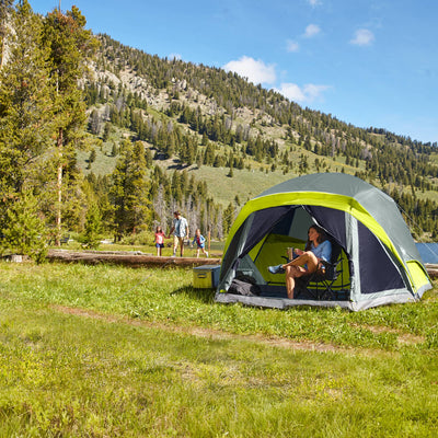 Coleman Skydome 6 Person Camping Tent with Screen Room and Carry Bag, Rock Gray