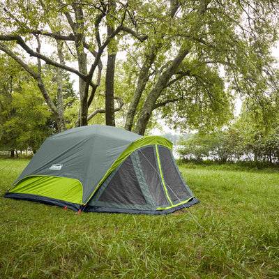 Coleman Skydome 6 Person Camping Tent with Screen Room and Carry Bag, Rock Gray