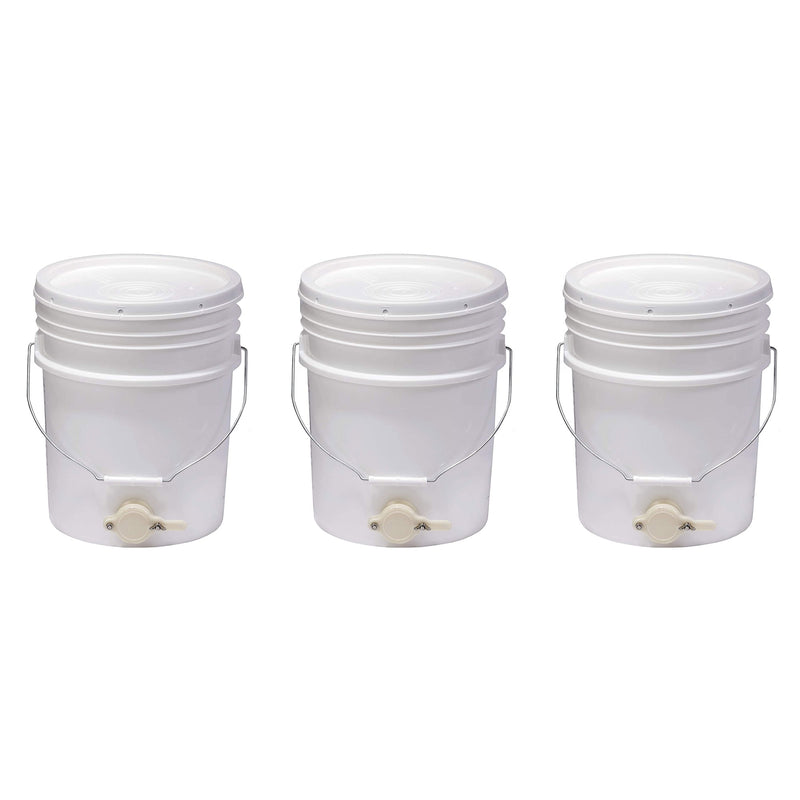 Little Giant BKT5 Plastic Honey Bucket w/ Gate for Beekeeping, 5 Gallon (3 Pack)