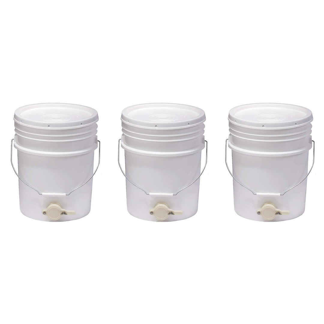 Little Giant BKT5 Plastic Honey Bucket w/ Gate for Beekeeping, 5 Gallon (3 Pack)