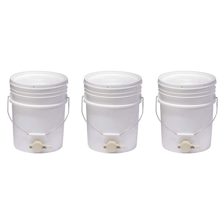 Little Giant BKT5 Plastic Honey Bucket w/ Gate for Beekeeping, 5 Gallon (3 Pack)