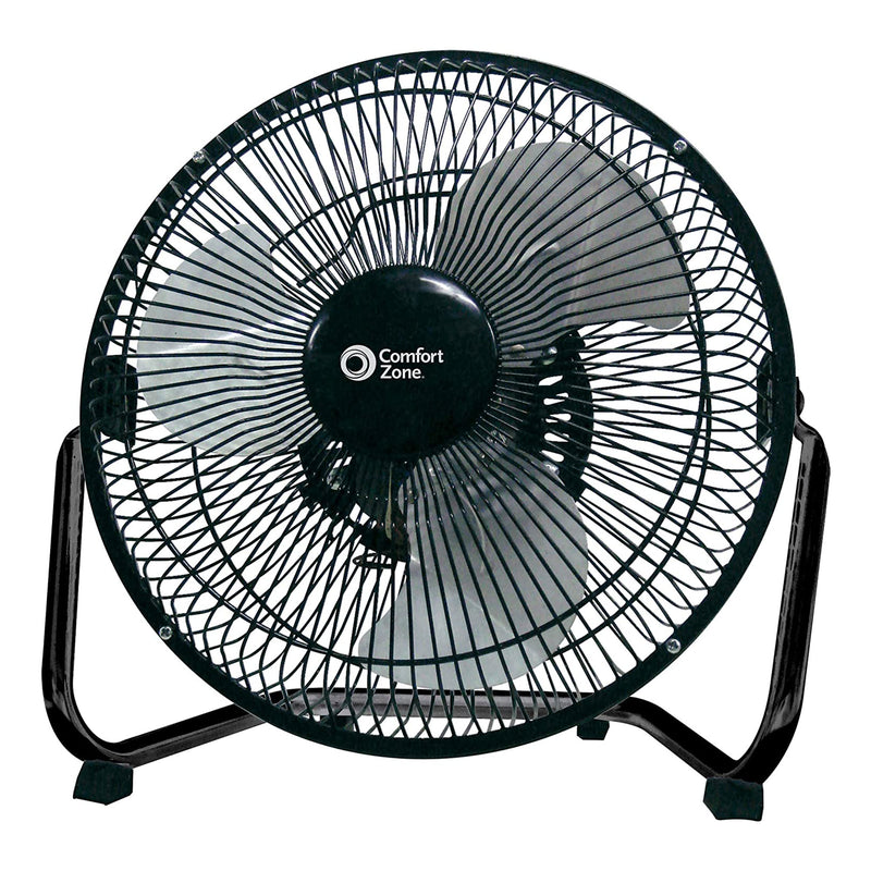 Comfort Zone 9 Inch 3 Speed Portable Air Cooling Floor Fan, Black (Damaged)