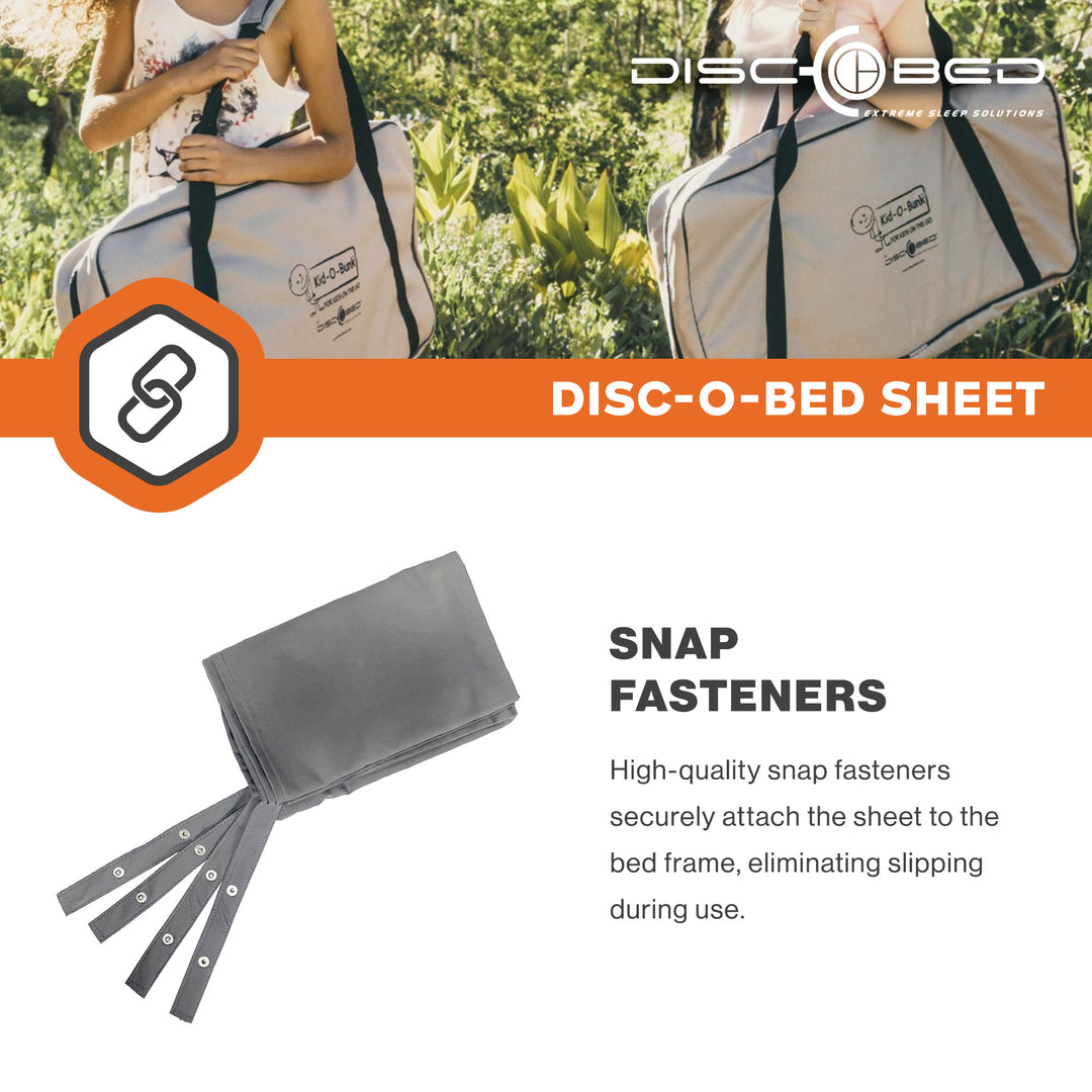 Disc-O-Bed L/XL Cot Sheet for Portable Folding Bed Systems and Camping, Grey - VMInnovations