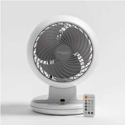 IRIS USA Remote Controlled Desktop Portable Compact Small Oscillating Fan, White