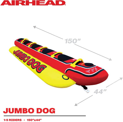 Airhead Jumbo Hot Dog 5 Person Rider Inflatable Towable Lake Boat Tube (Used)