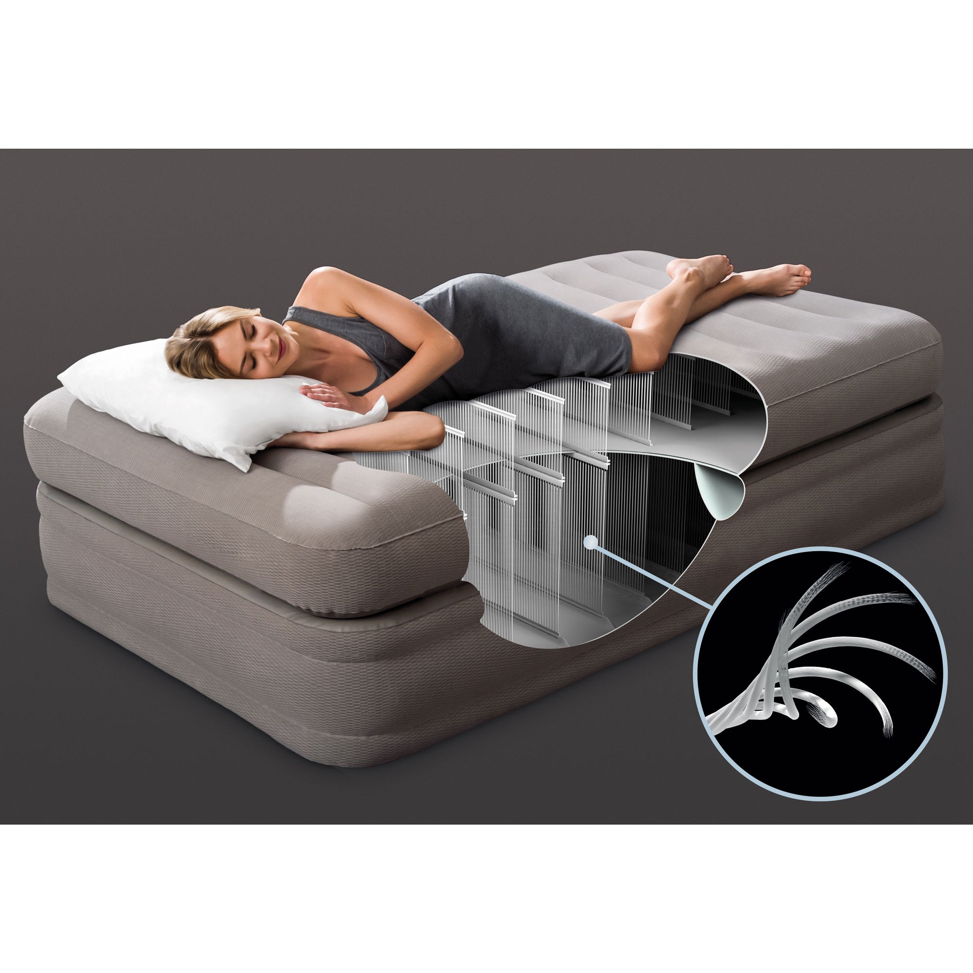 Intex Inflatable Prime Comfort Elevated Twin Airbed with Built-In Pump (3 Pack)