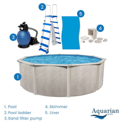 Aquarian Phoenix 18ft x 52in Above Ground Pool w/ Filter, Ladder, Liner, Skimmer