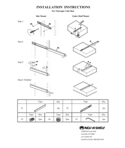 Rev-A-Shelf Sidelines CVRSL-14-SN-1 Extendable Deluxe Valet Rod, Satin Nickel