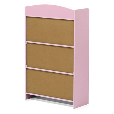 Furinno KidKanac Bookshelf Bookcase with 3 Shelves and Storage Cabinet, Pink - VMInnovations