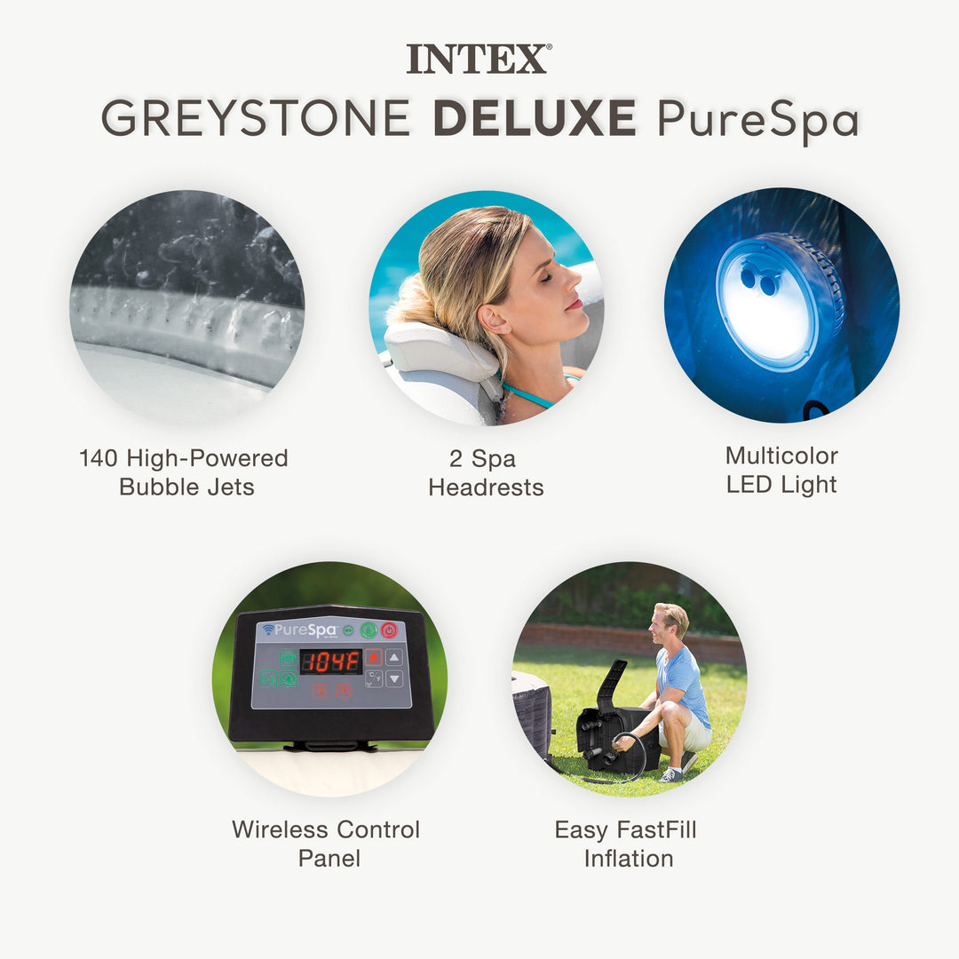 Intex PureSpa Plus Inflatable Spa, Maintenance Kit, & Removable Seat (2 Pack)