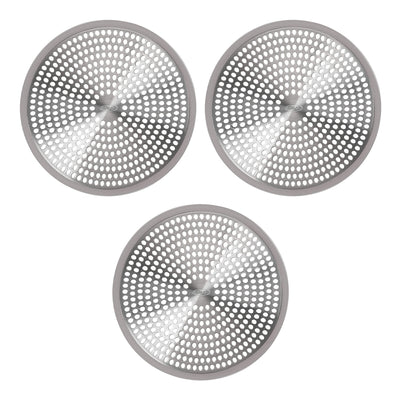 OXO Stainless Steel and Silicone Shower Stall Drain Protector, Silver (3 Pack)
