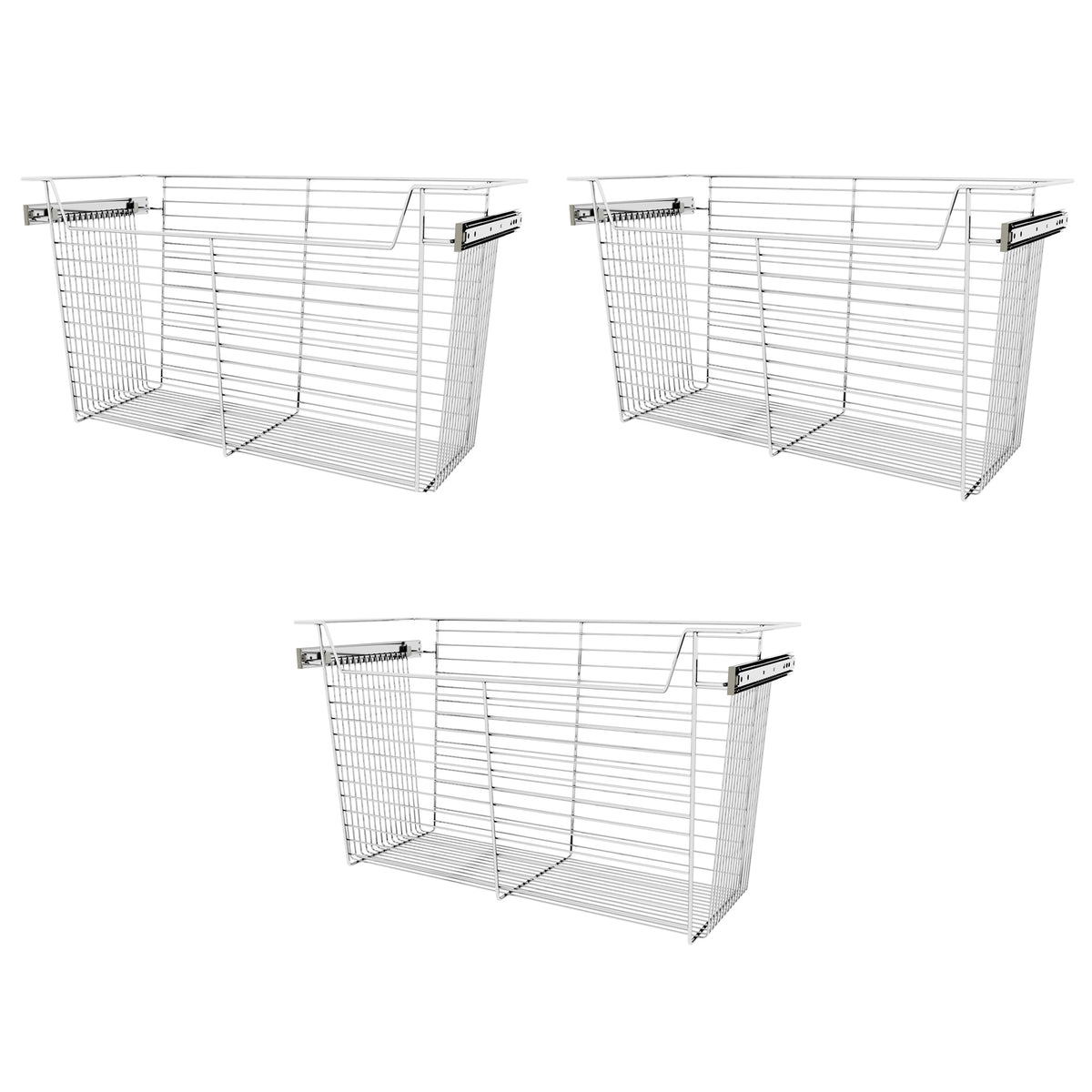 Rev-A-Shelf Sidelines CBSL-301417CR-3 30" Chrome Pullout Closet Basket (3 Pack)