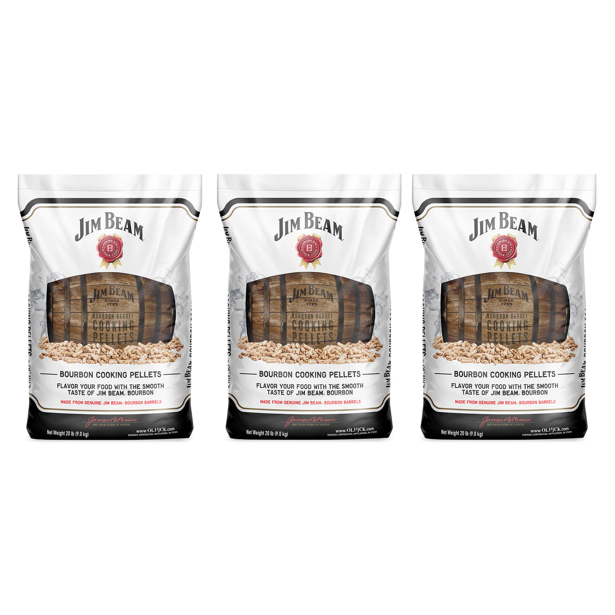Ol' Hick Cooking Pellets Jim Beam Bourbon Barrel BBQ Grilling Pellets (3 Pack) - VMInnovations