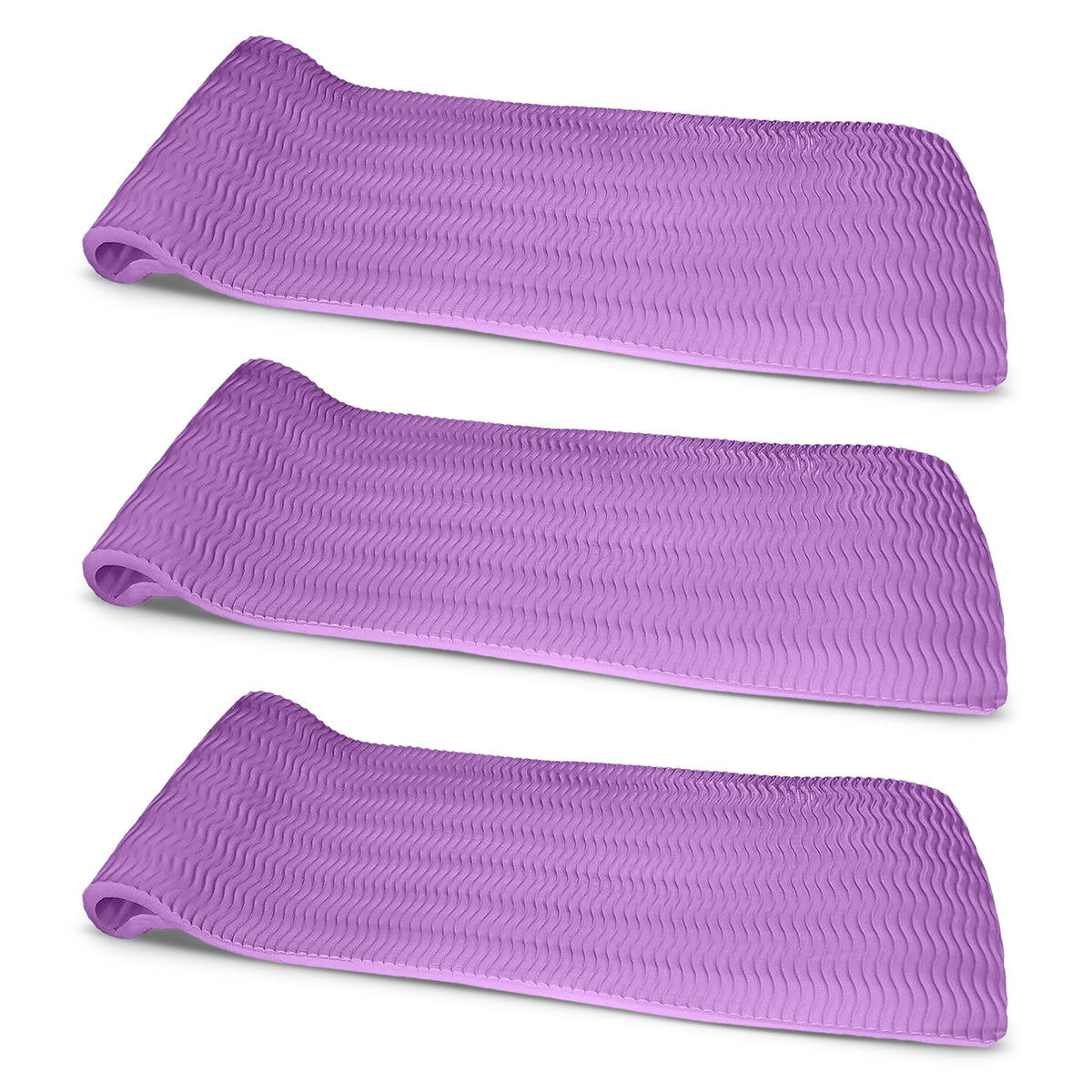Vos 72" Soft Wavy Foam UV Chlorine Resistant Water Pool Float, Lavender (3 Pack)