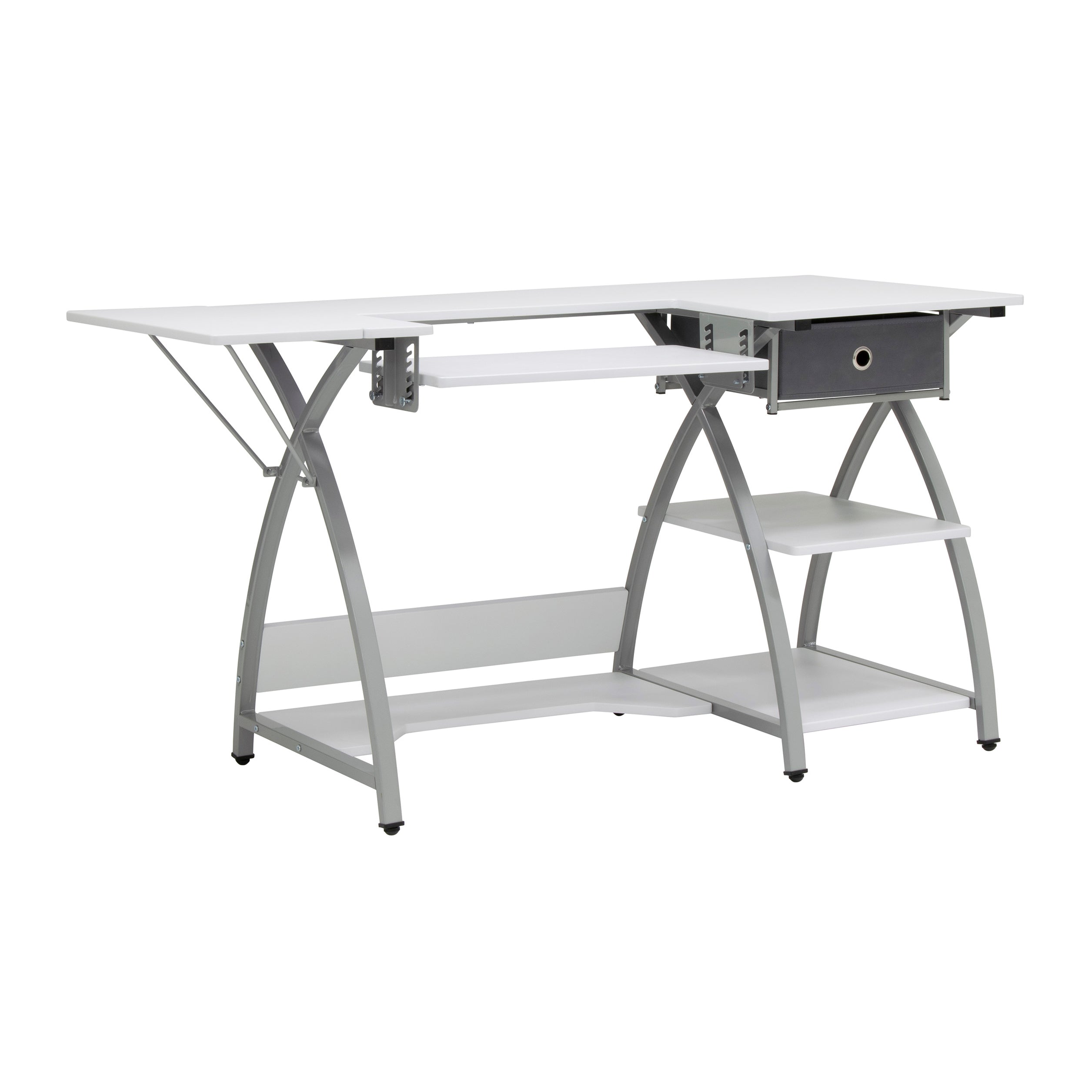 Sew Ready Venus Sewing Machine Craft Table Computer Desk, Silver (Open Box)