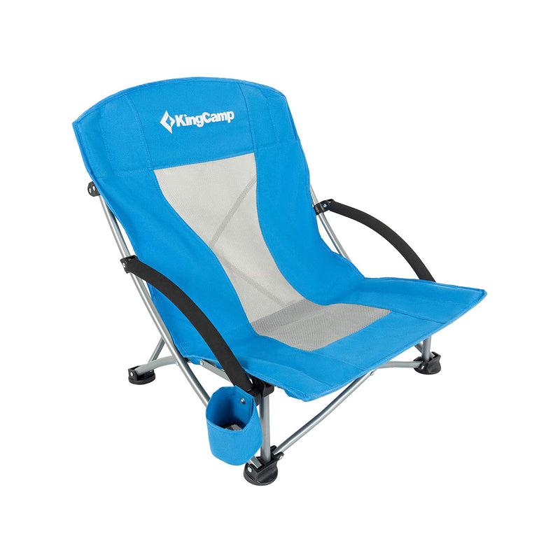 KingCamp Lightweight Strong Folding Beach Chair with Mesh Back, Blue (Open Box)
