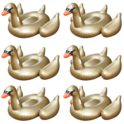 Swimline Golden Swan 75 Inch Inflatable Giant Rideable Raft Pool Float (6 Pack)
