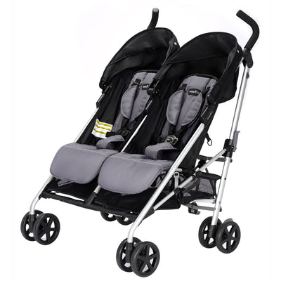 Evenflo Minno Double Seat Compact Fold Twin Baby Travel Stroller, Glenbarr Grey (Used)
