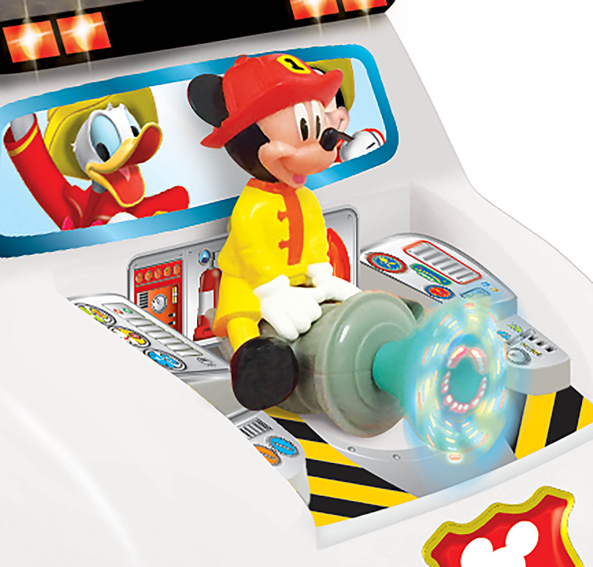 Kiddieland Disney Mickey Mouse Fire Truck Activity Ride On Car, Red (For Parts)