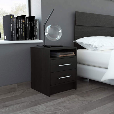TUHOME Eter Nightstand Bedroom End Table with 2 Drawers, Espresso (2 Pack) - VMInnovations