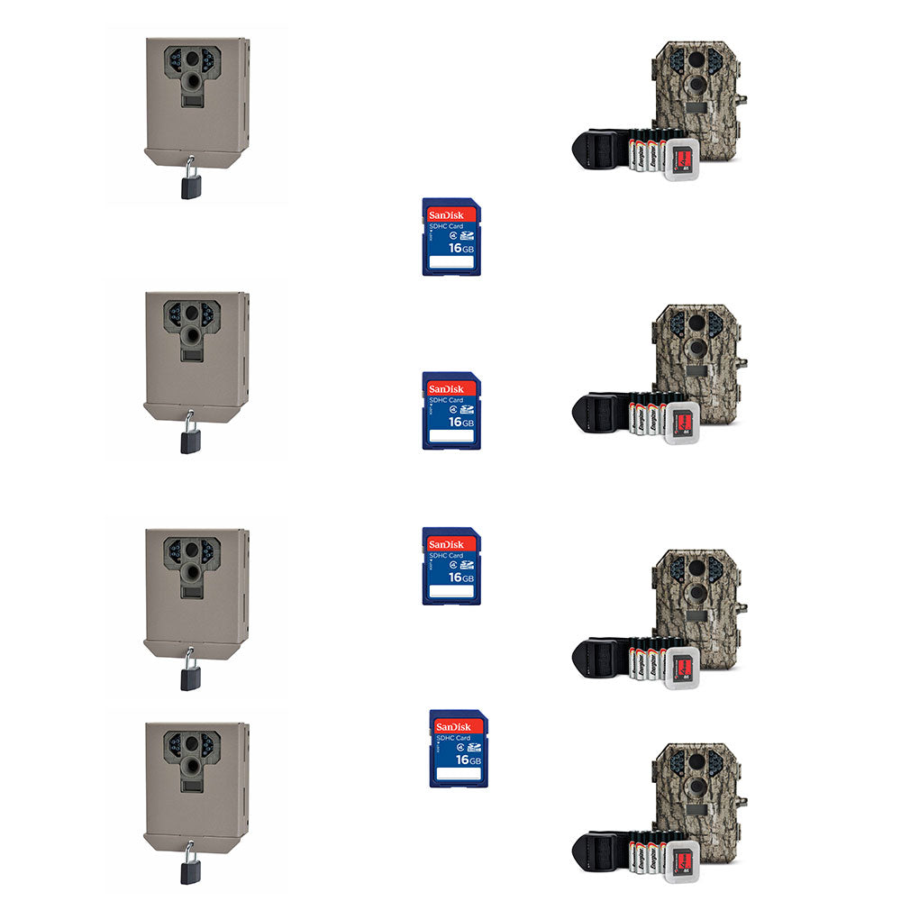 Stealth Cam Game Trail Camera w/ SD Card & Camera Security Box (4 Pack) - VMInnovations