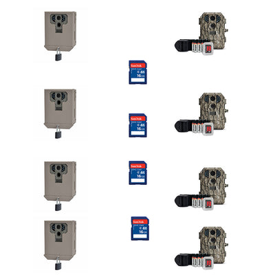Stealth Cam Game Trail Camera w/ SD Card & Camera Security Box (4 Pack) - VMInnovations