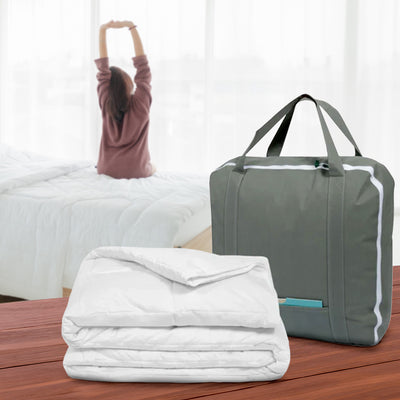 Sleepgram Queen Sized Pre Shrunk Lightweight Embroidered Cotton Comforter, White - VMInnovations