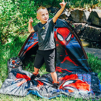 Exxcel Spiderman Kids 4 Piece Camping Kit with Tent and Sleeping Bag (Damaged)