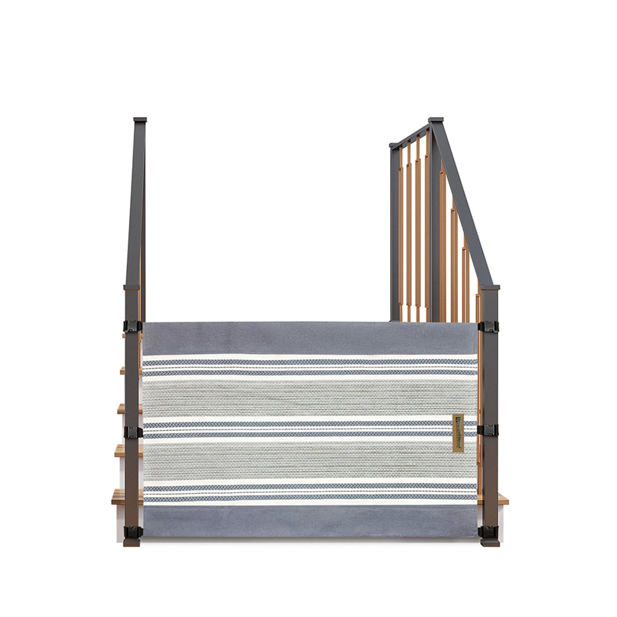The Stair Barrier 36 to 42 Inch Banister to Banister Baby & Pet Gate, Lined Gray - VMInnovations