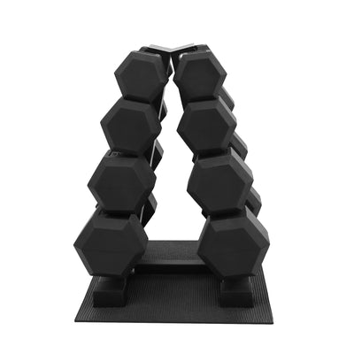 BalanceFrom Dumbbell Set with Stand, Rubber Encased Home Gym Hand Weights, 140lb