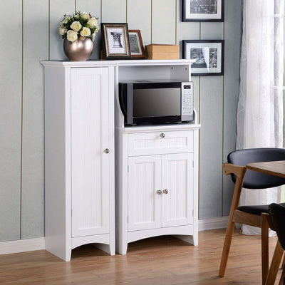 American Furniture Microwave Kitchen Utility Cart Stand Cabinet, White (Used) - VMInnovations