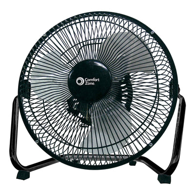 Comfort Zone 9 Inch 3 Speed Portable Air Cooling Floor Fan, Black (Open Box)