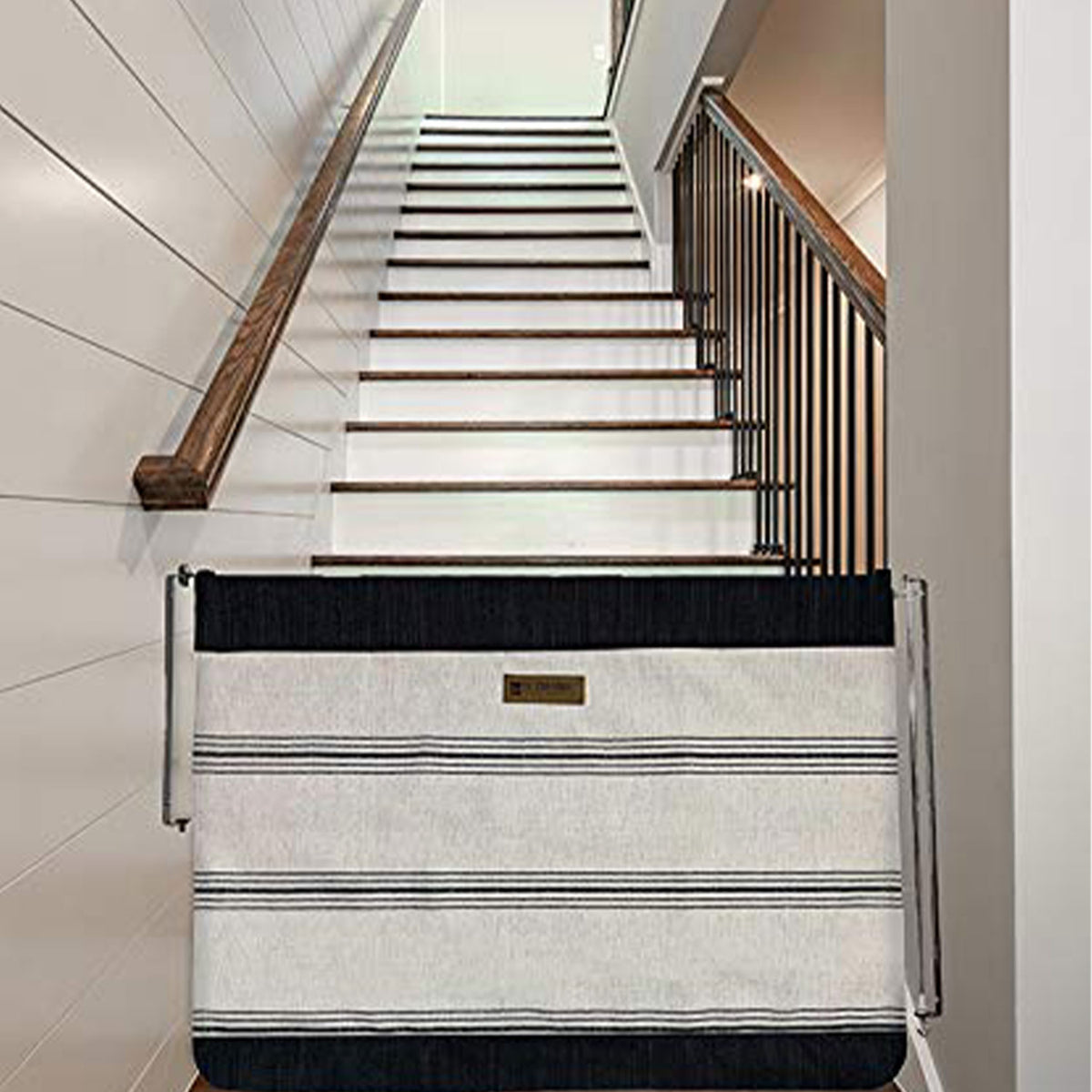 The Stair Barrier 27 to 42.5In Wall to Wall Single Panel Swing Gate, Just Cream - VMInnovations