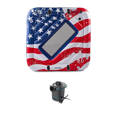 Intex Inflatable American Flag 2 Person Pool w/ AC Electric Air Pump