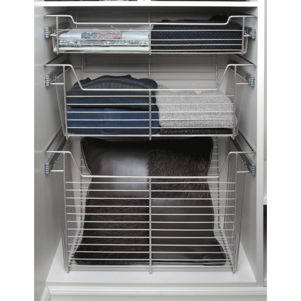 Rev-A-Shelf Sidelines CBSL-301405SN-3 30 Inch Satin Nickel Closet Storage Basket