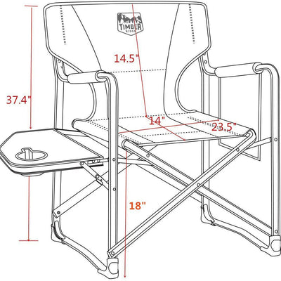Timber Ridge Portable Folding Camping Directors Chair with Side Table (2 Pack)