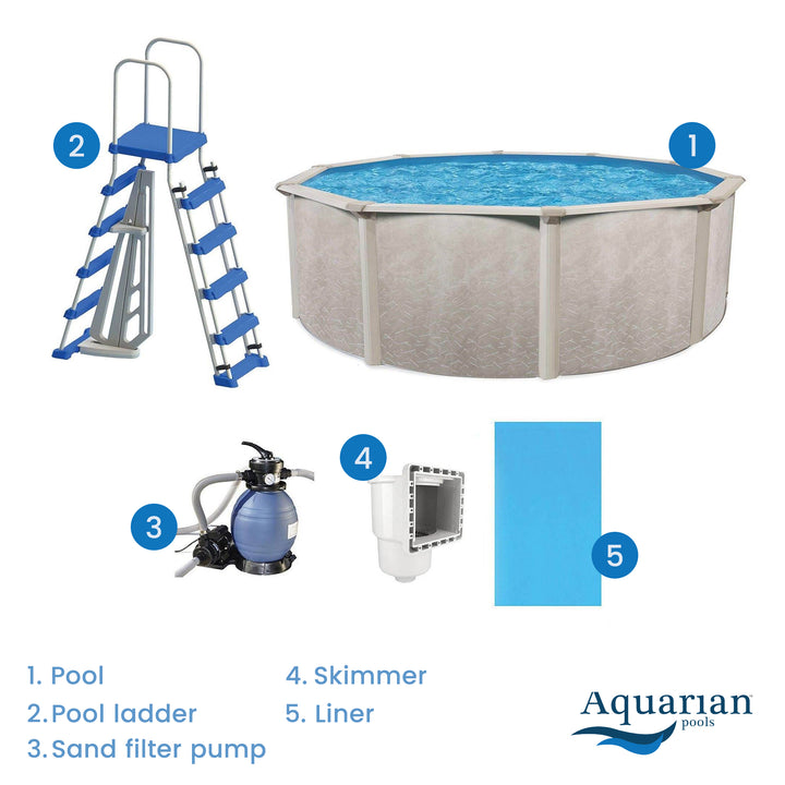Aquarian Phoenix 15ft x 52in Above Ground Swimming Pool Kit & Pump & Ladder Kit - VMInnovations