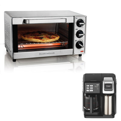 Hamilton Single Serve Pod and Full Pot Coffee Maker w/ Countertop Toaster Oven